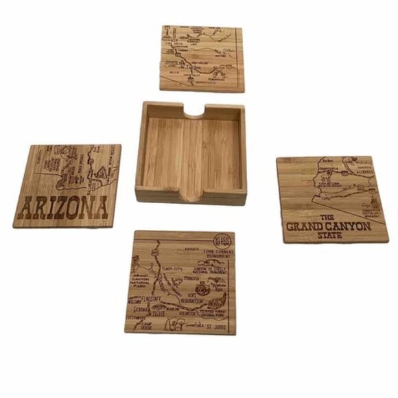 Wooden Coaster Set Of 4 Arizona Unique Puzzle Map Grand Canyon 4”  Coasters - Picture 2 of 4